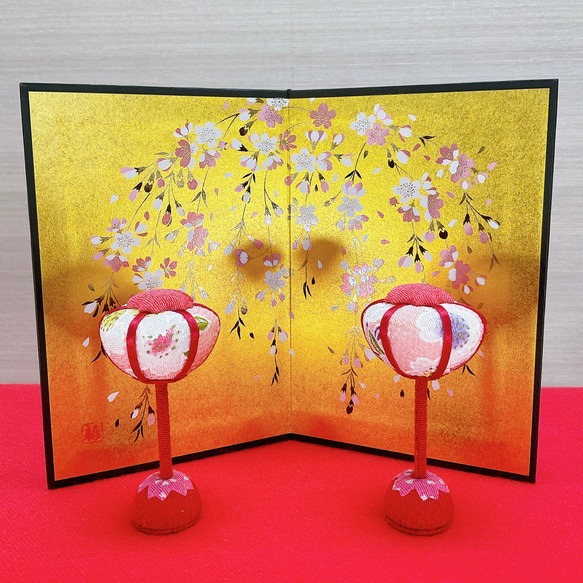 お雛様小道具【桜金屏風 高さ15cm＆桜ぼんぼり一対】ひな祭り 初節句 3