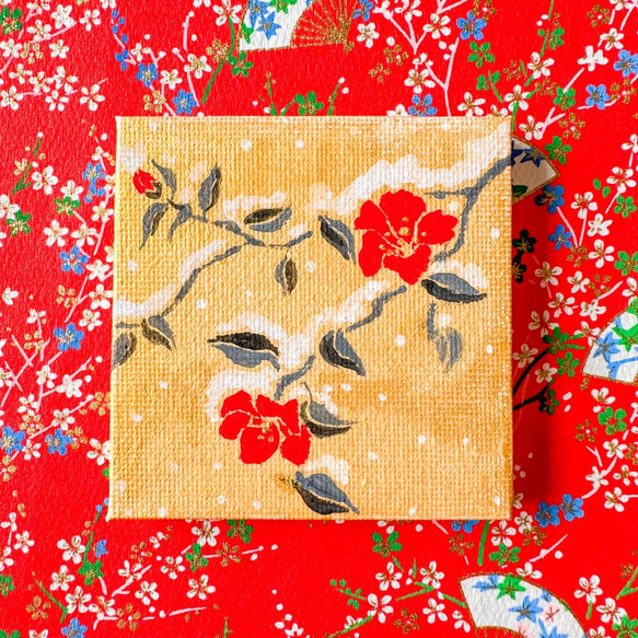 椿に雪 [原画] 〜手のひらサイズのお花シリーズ〜 絵画 をとめや 通販