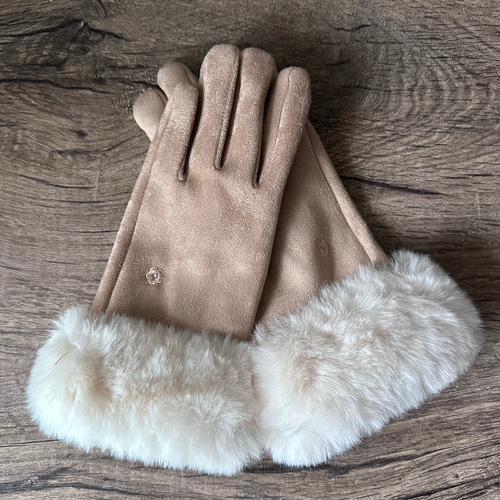 レディース レザー手袋 ファー スエードレザー スマホタッチ 内側裏
