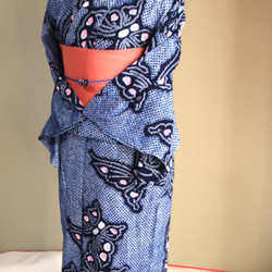 ◇アウトレット◇現代 有松鳴海絞 浴衣◇【濃紺】蝶 世代を問わず普遍