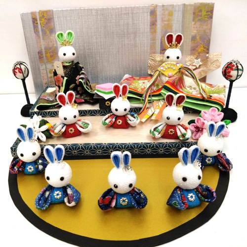 ひなまつり ひな人形 三人官女 五人囃子 つまみ細工 ひな人形・雛飾り