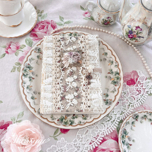 単行本サイズ タティングレースの薔薇 カントリー風 ブックカバー