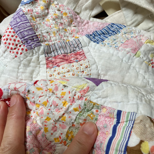 F アメリカンアンティークキルト ダブルウェディング リメイクバッグ