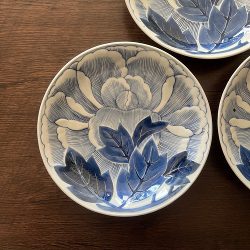 古伊万里染付牡丹6寸皿3枚 中皿 antique art nozomi 通販 18205960