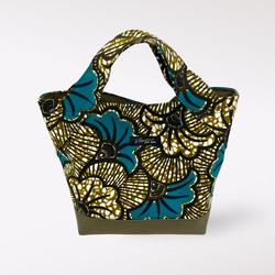 受注製作】アフリカ布 ミニトートバッグ 馬柄ブルー アフリカン