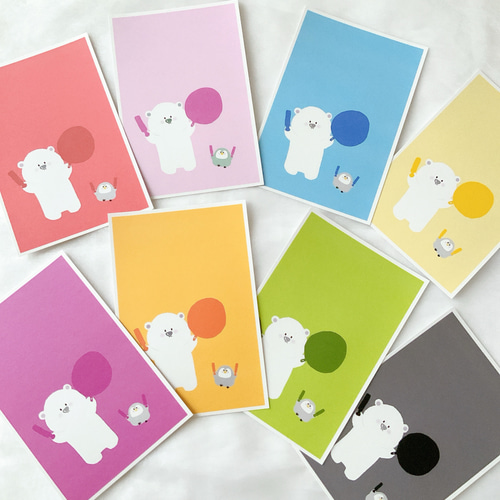 シロ&ペンちゃん 推し活カラー ポストカード ハガキ かわいい イラスト