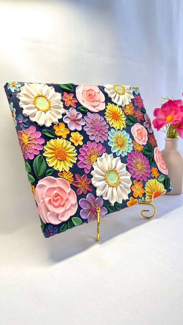 テクスチャーアート 絵画 花の絵 フラワーアート インテリアアート