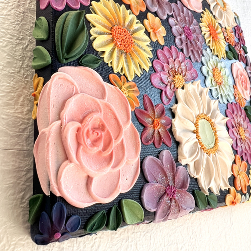 テクスチャーアート 絵画 花の絵 フラワーアート インテリアアート