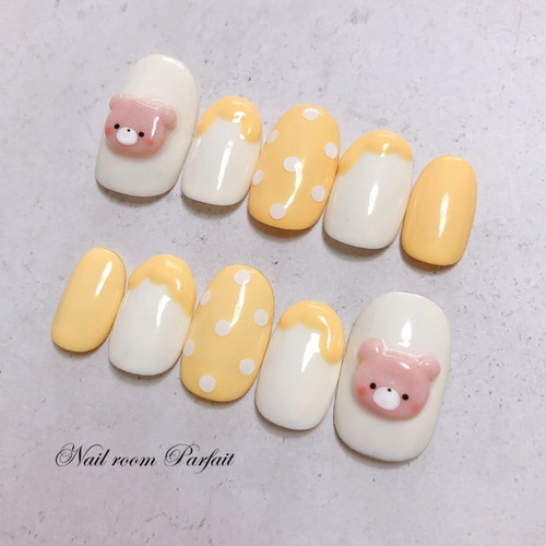 ぷっくりくまちゃんネイル♡ アニマルネイル 3Dネイル かわいいネイル