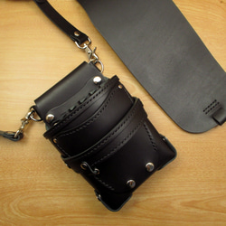 トリマー向き】 本革 8丁差し シザーケース (キャメル×ナチュラル