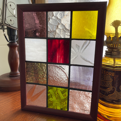 ステンドグラス パネル 大正ロマン 和モダン 格子戸 その他インテリア