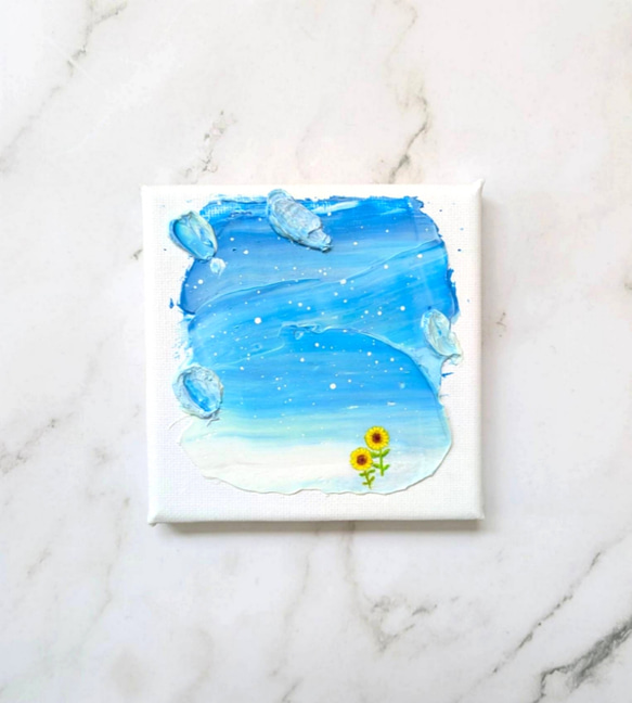 原画『あなたは素晴らしい2』ひまわり 空 テクスチャーアート ミニ