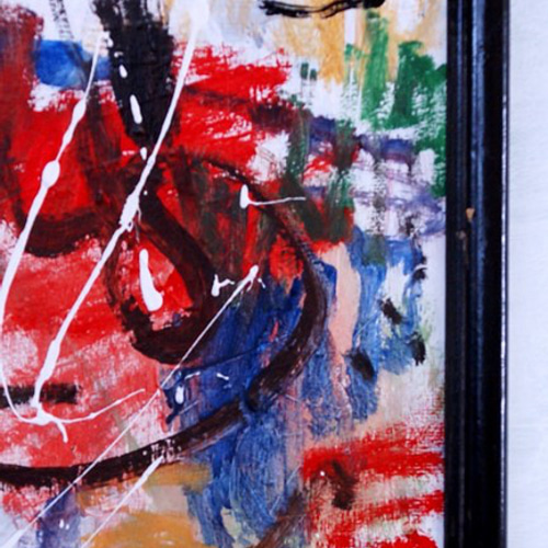 抽象画 現代アート 「彩-30」 色紙に油彩の抽象画 その他インテリア