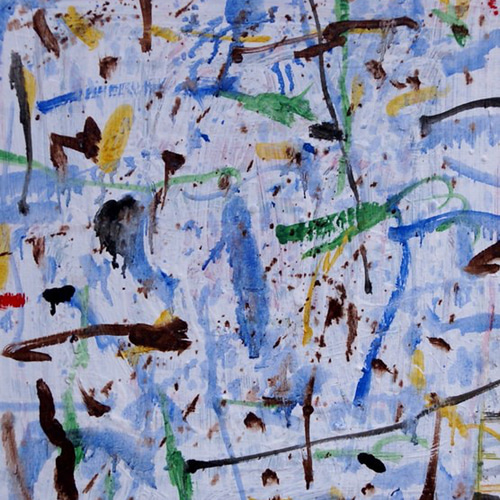 抽象画 現代アート 「彩-54」 色紙に油彩の抽象画 その他インテリア