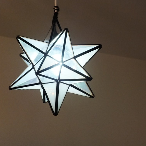 クリアガラスの星灯りBIG ver．6 ステンドグラス手作り 星型 LED