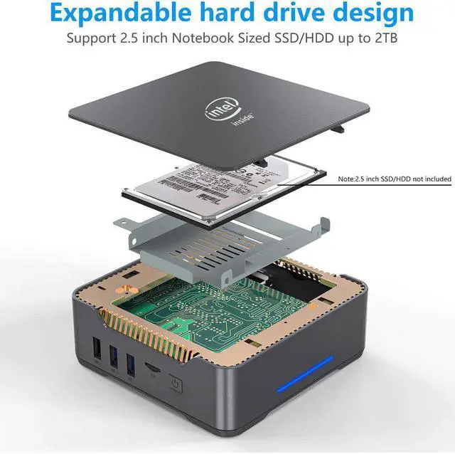 GK3V Mini PC Intel Celeron J4125 Quad Core Windows 10 PRO LPDDR4