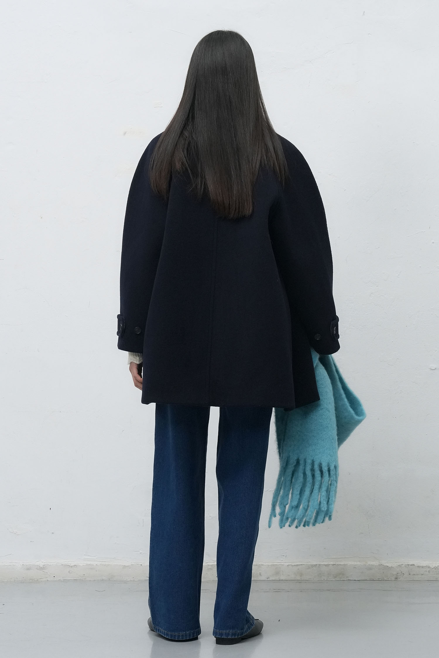 予約販売] WOMAN ウールバルマカーンハーフコート [NAVY]