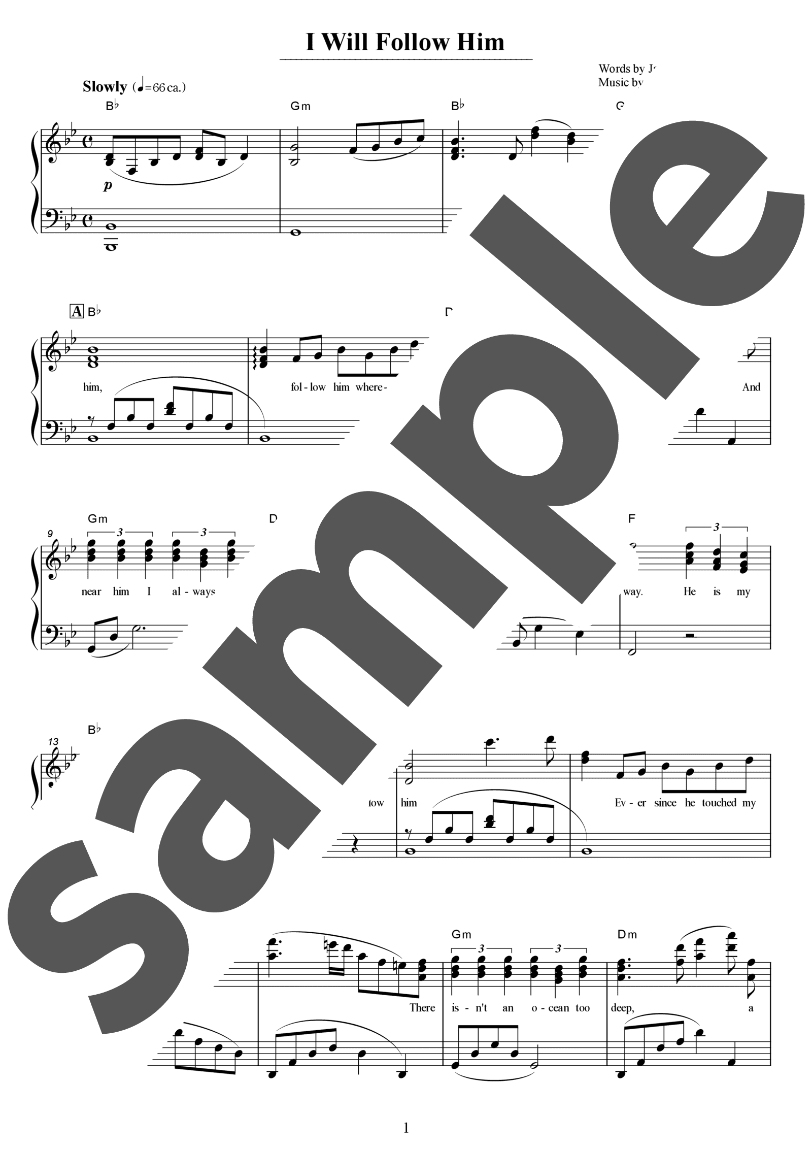 ピアノ楽譜】I Will Follow Him / ウーピー・ゴールドバーグ,The