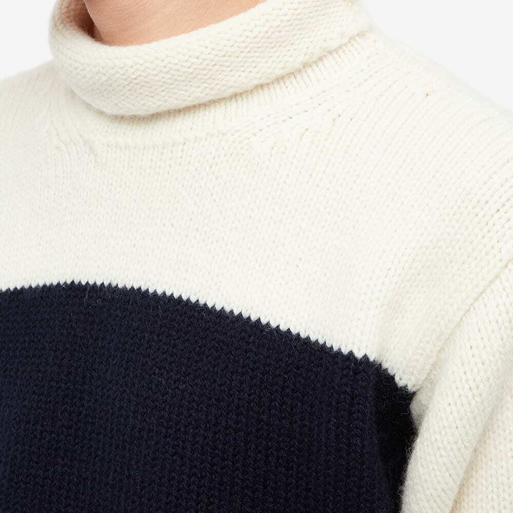 Nigel Cabourn Men's Striped Rollneck Knit in Natural/Navy Nigel