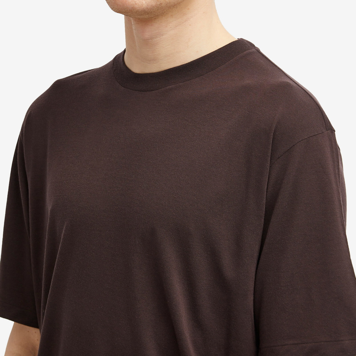 Auralee Men's Super Soft Wool Jersey T-Shirt in Dark Brown Auralee