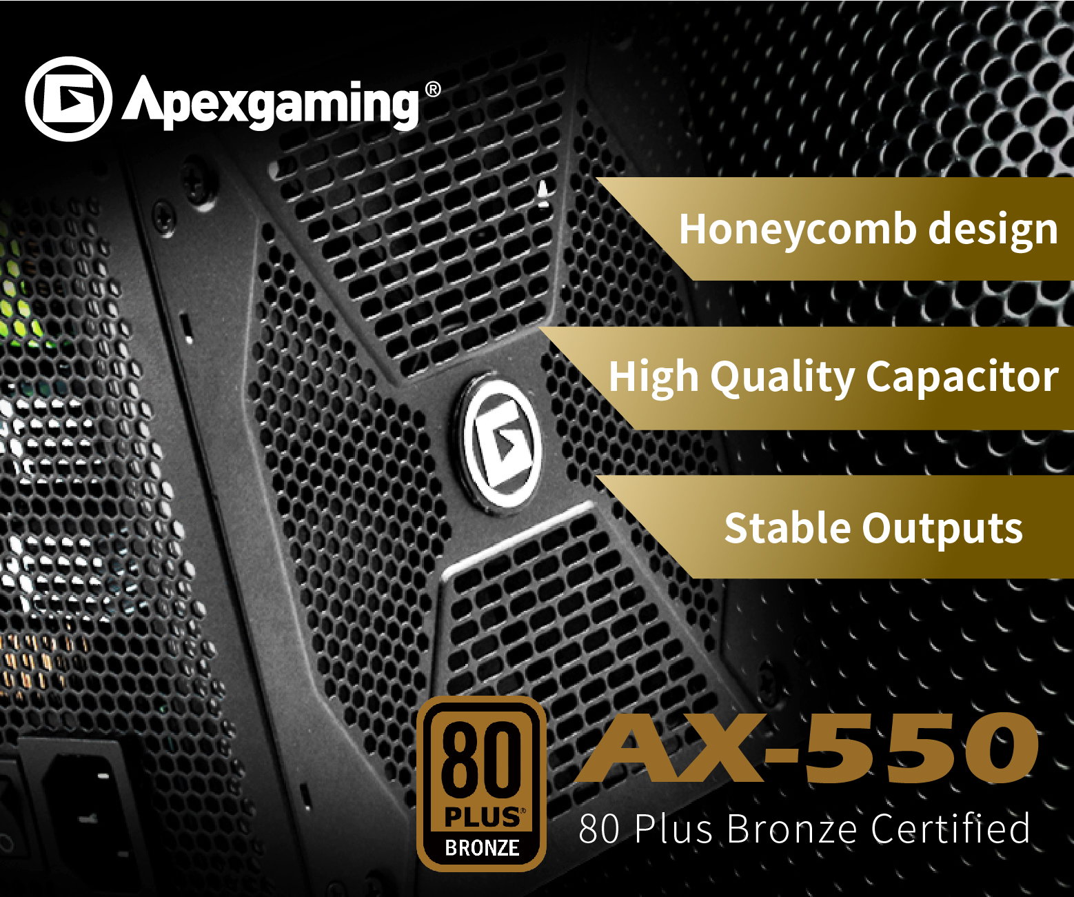 Apexgaming AX-550 550Watt 80PLUS Bronze Power Supply – Apexgaming