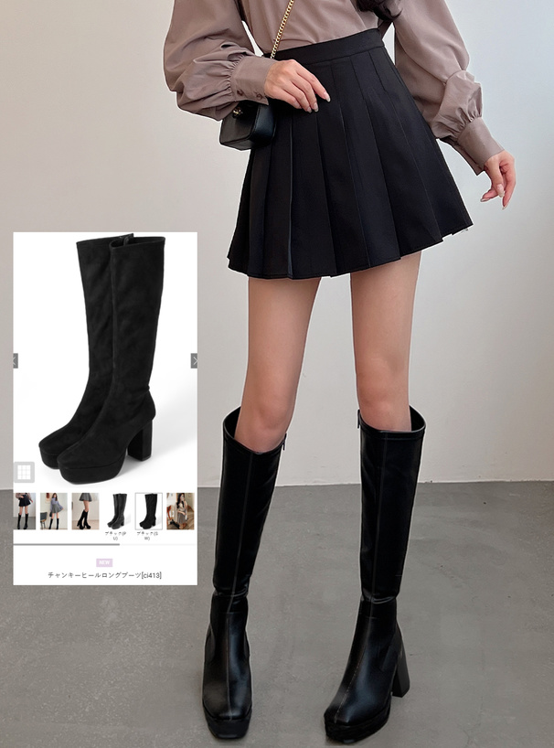 チャンキーヒールロングブーツ[ci413] | レディースファッション通販の
