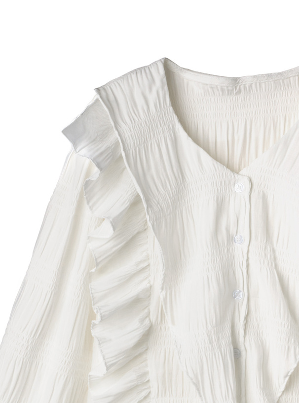 Vネックフリルラッフルブラウス[ac1868] | レディースファッション通販