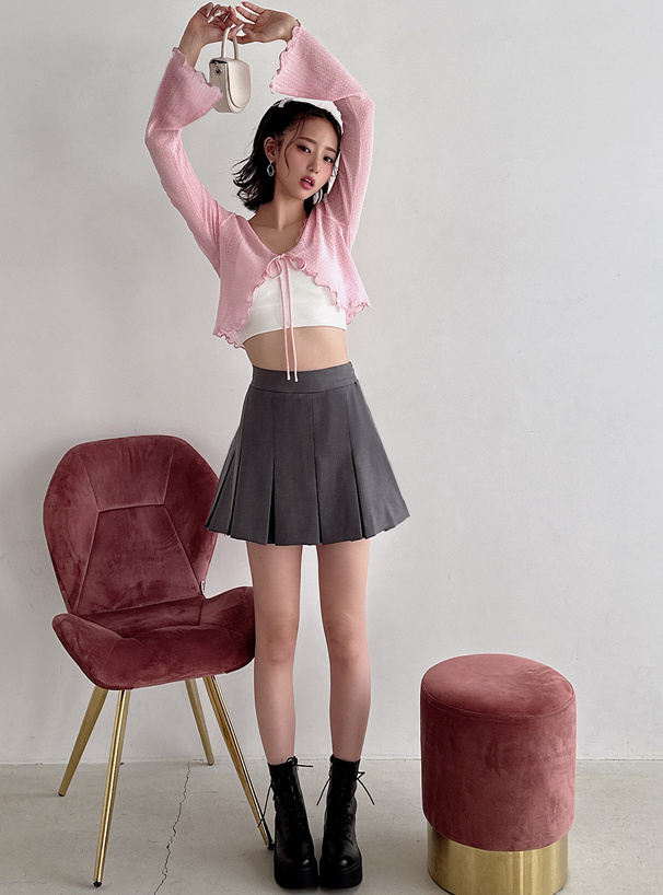 インパン裏地付きボックスプリーツミニスカート[ai72] | レディース