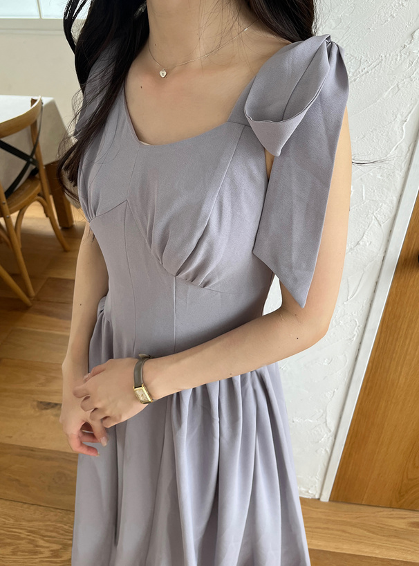 ショルダーリボンフレアワンピース[pu31] | レディースファッション