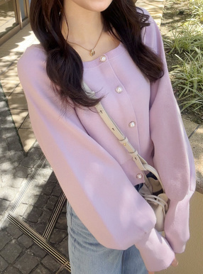 ラグランスリーブパールボタンニットカーディガン[kz234] | レディース