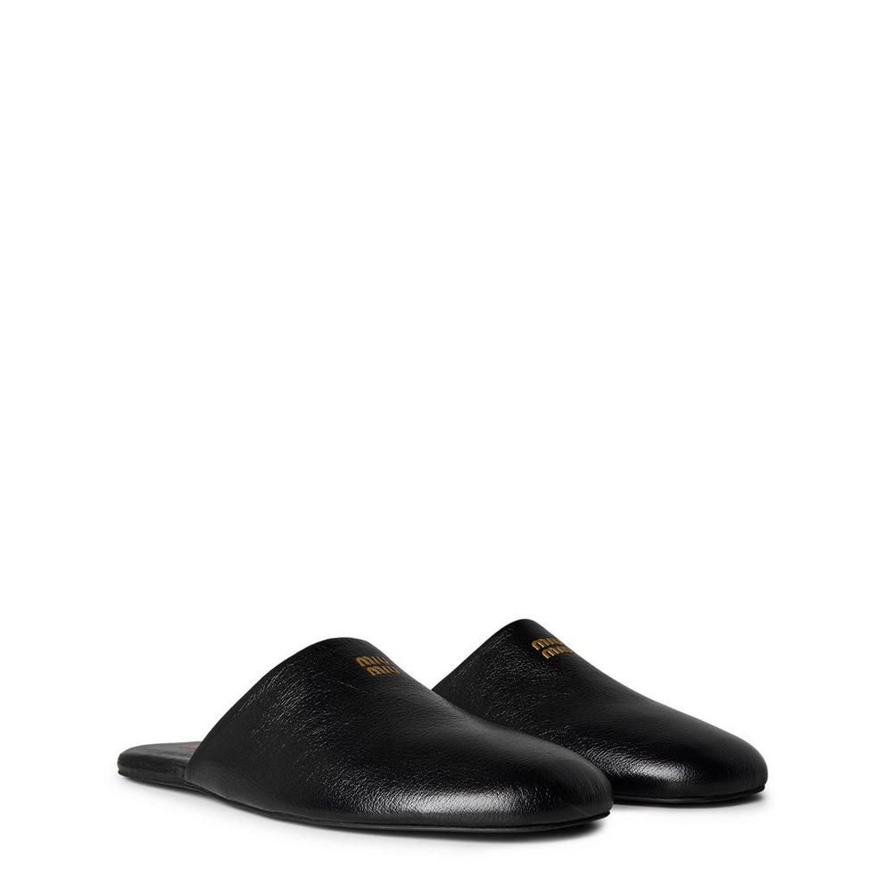 Miu Miu Women's Leather Open-Back Flat Mules | Cruise Fashion