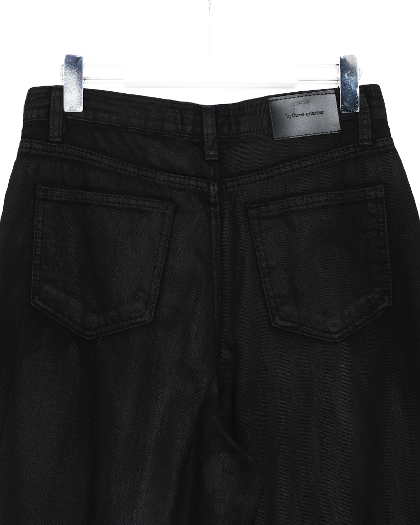 コーティングブラックバギーデニムパンツ | ファッション通販サイト NUGU