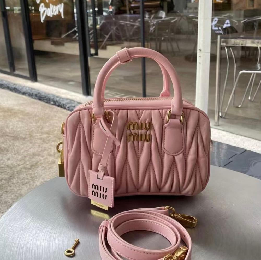 Miu Miu Mini Bag in Elegant Pink Leather with Top Handles - E