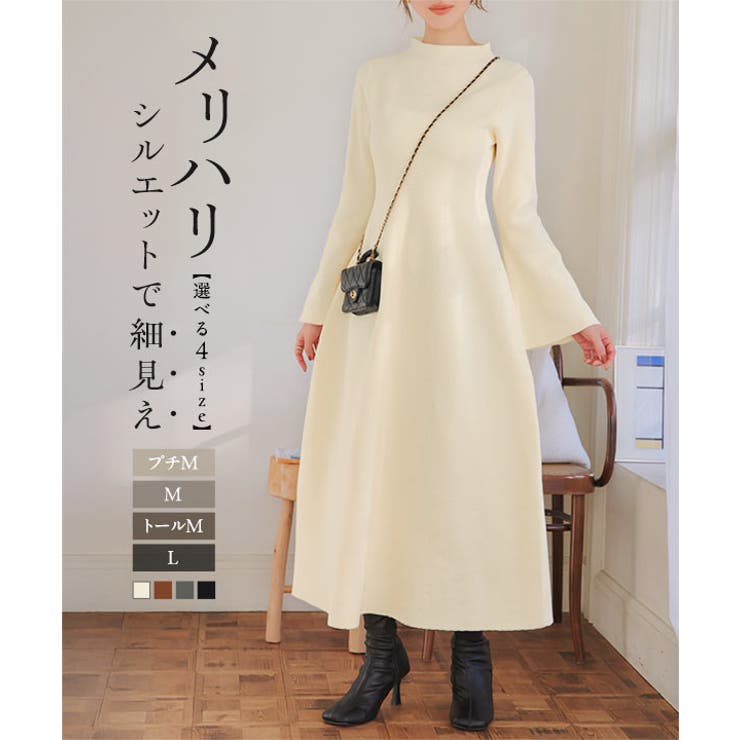 フレアスリーブニットワンピース［E3400］[品番：KO000014777]｜KOBE