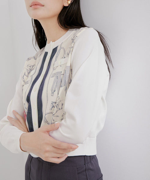 ROPÉ(ロペ) / 【新色追加】ヴィンテージスカーフプリントカーディガン