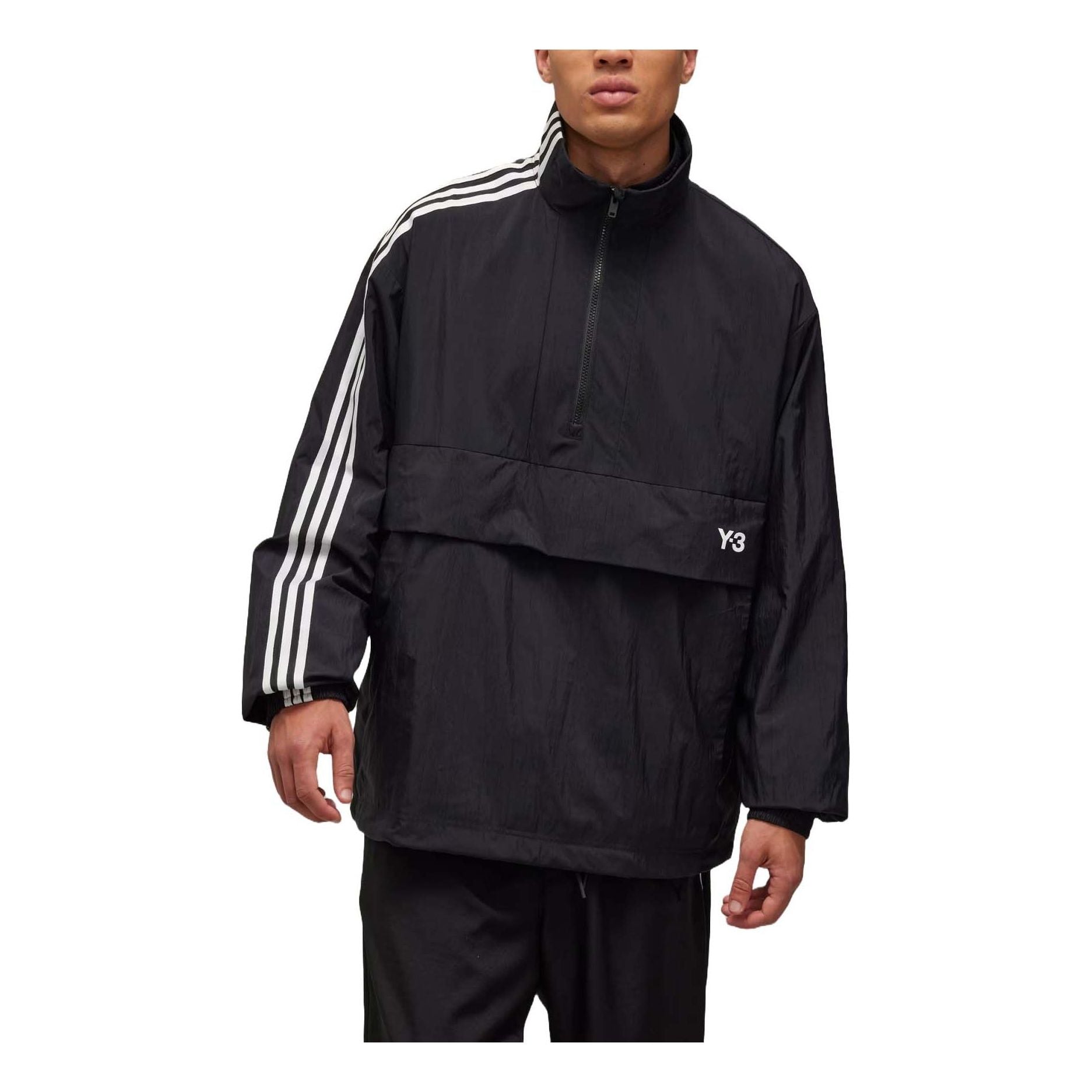 adidas Y-3 3-Stripes Nylon Shell 1/2 Zip Jacket 'Black' JD9796