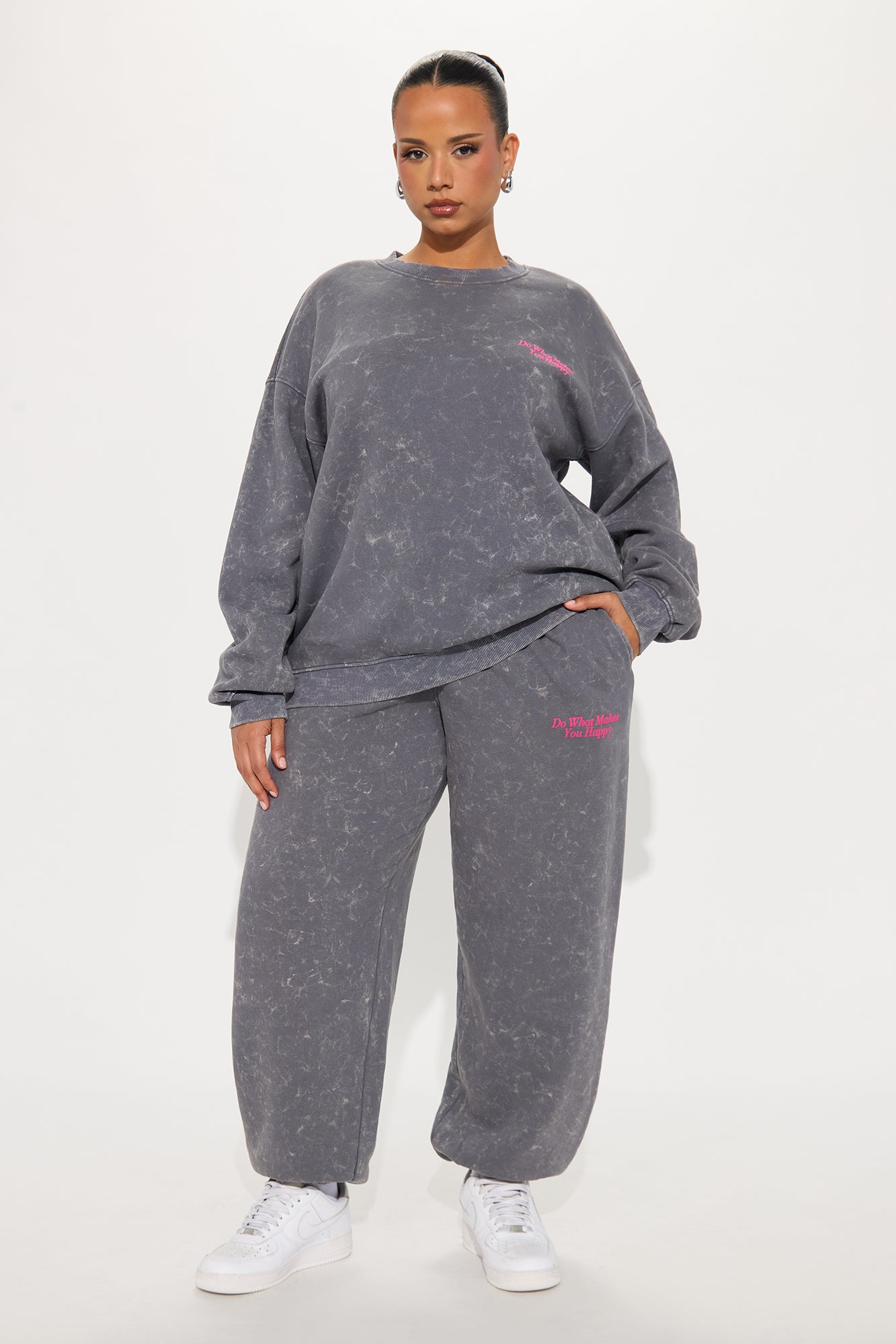 Be Happy Fleece Pant Set - Grey | Fashion Nova