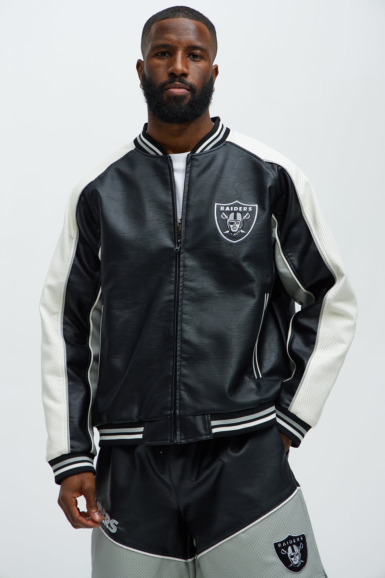 Raiders High Standard Jacket - Black/White | Fashion Nova