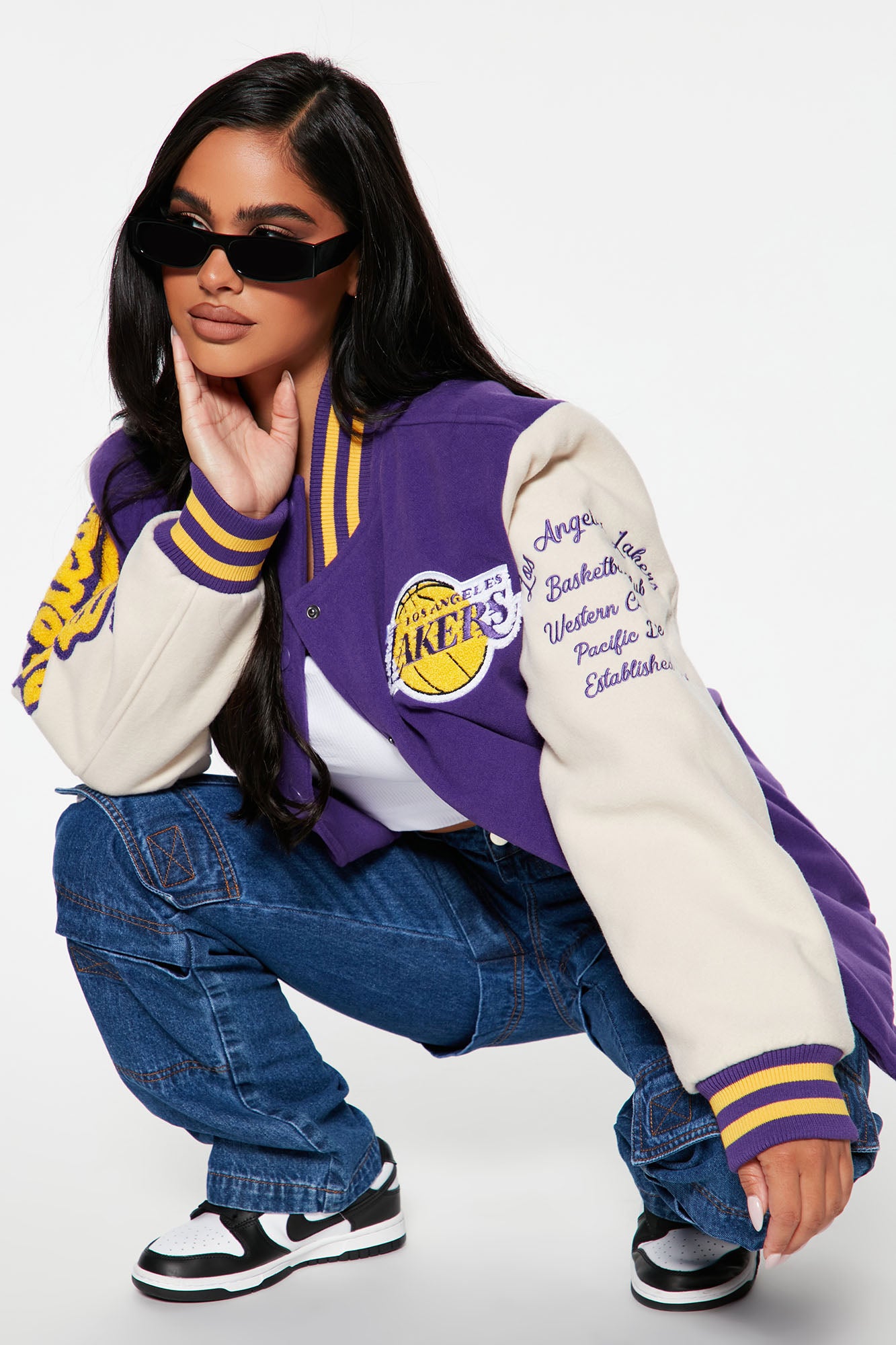 Los Angeles Lakers Letterman Jacket - Purple/combo | Fashion Nova