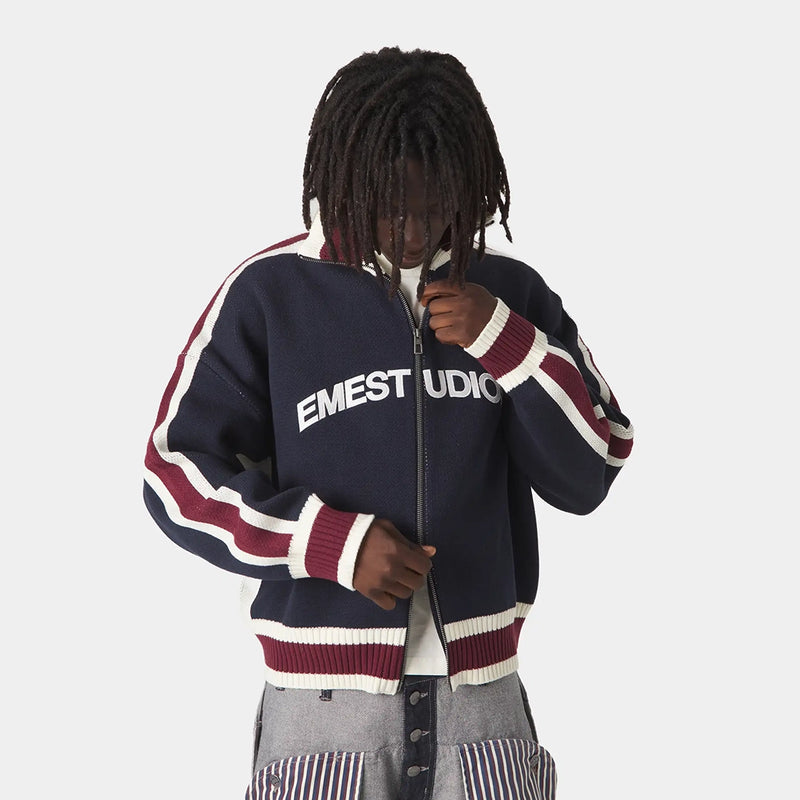 Echellor Navy Zipper Knit - Always Grateful