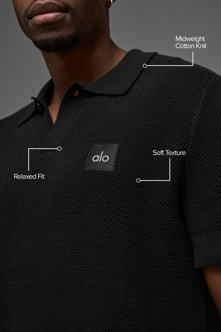 Sports Club Sweater Knit Polo - Black | ALO