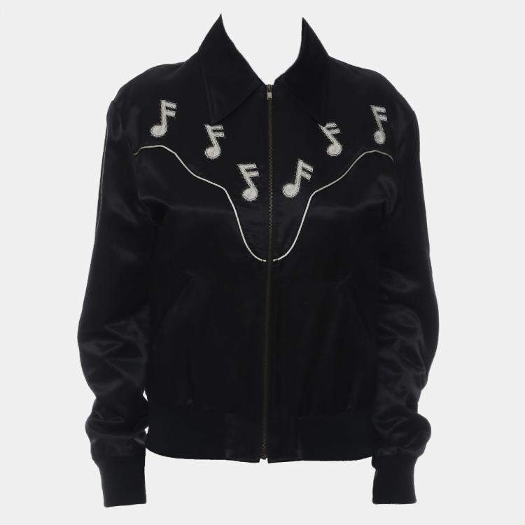 Saint Laurent Paris Embroidered Music Notes Zip Up Jacket M Saint