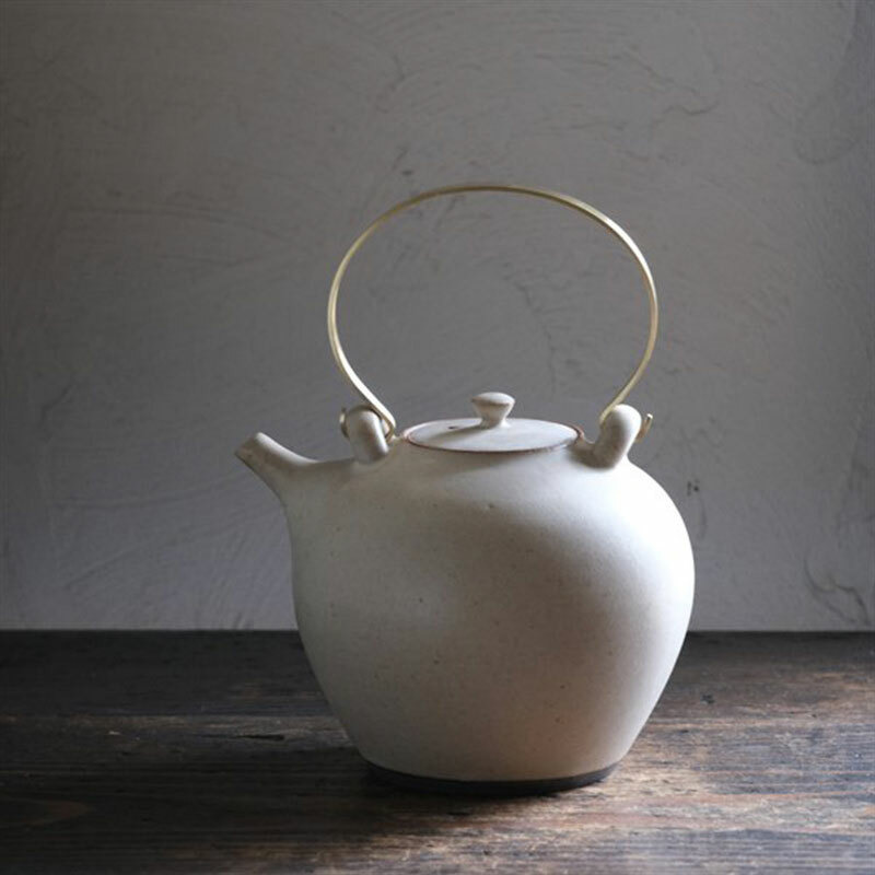 西村峰子｜金銅白釉壺（ L ） 物社暮らしの器