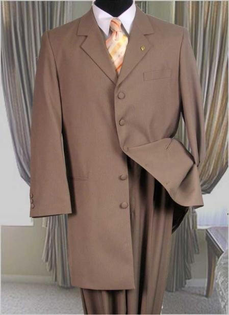 Zoot Suits for Men Tan 3 Piece Longer Jacket Milano 2475V