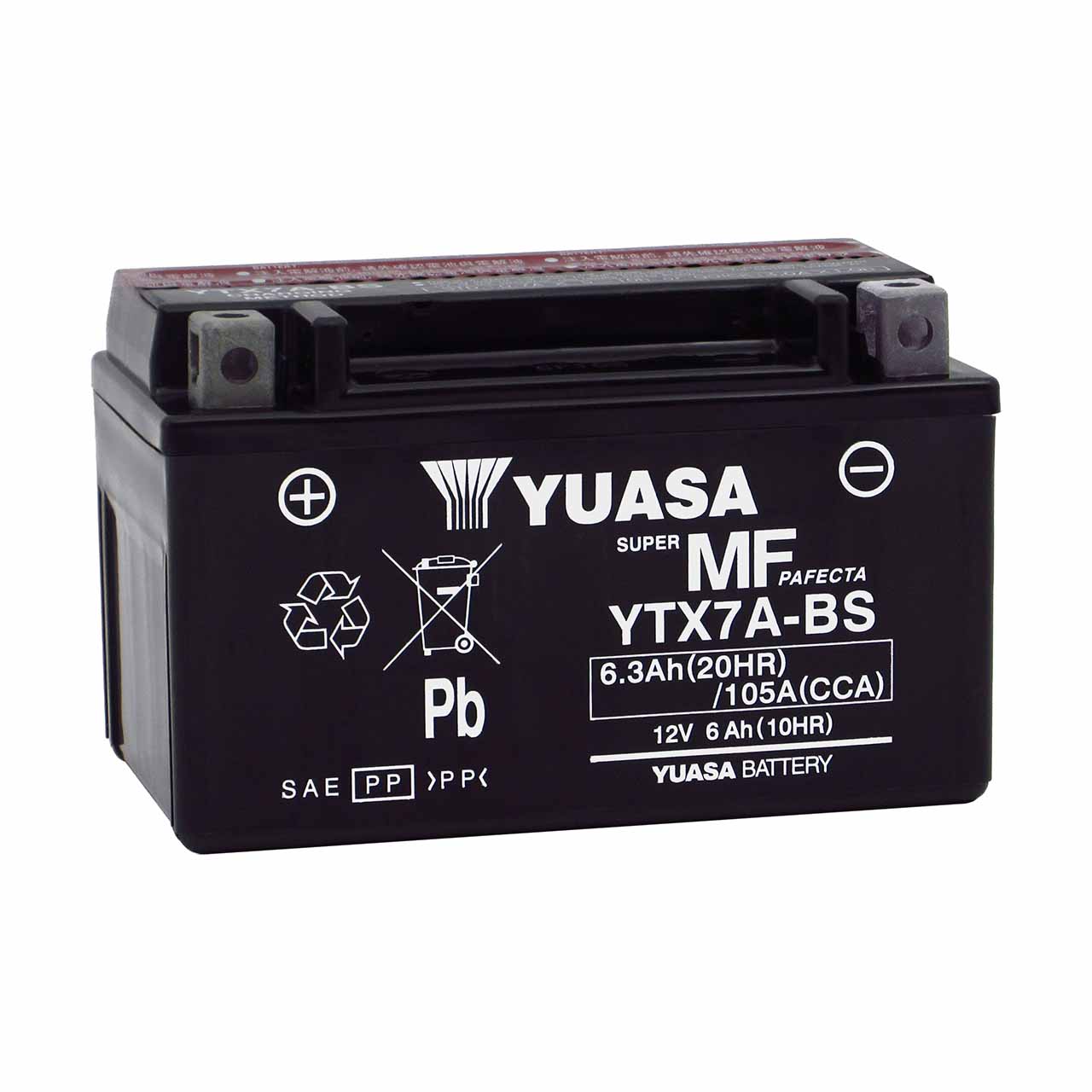 Yuasa YTX7A-BS AGM Motorcycle Battery - Replaces BTX7A-BS & CTX7A-BS
