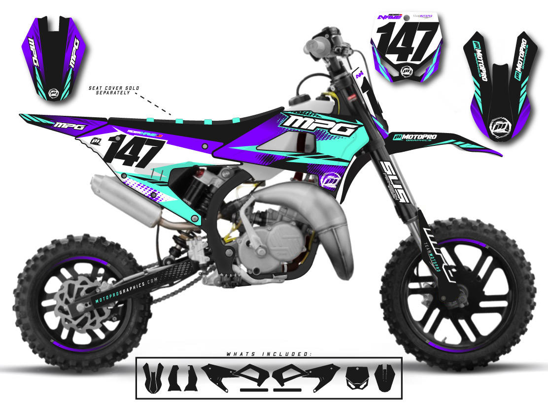 Custom Cobra Dirt Bike ARCADIA PURPLE TEAL Series Graphics Set