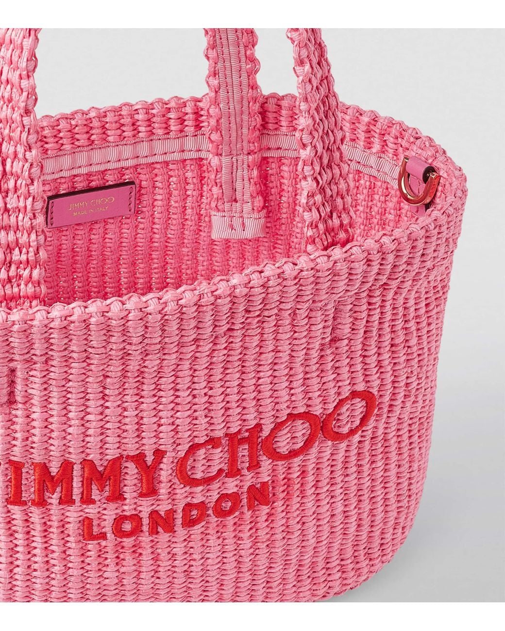 Jimmy Choo Mini Raffia Beach Tote Bag in Pink | Lyst