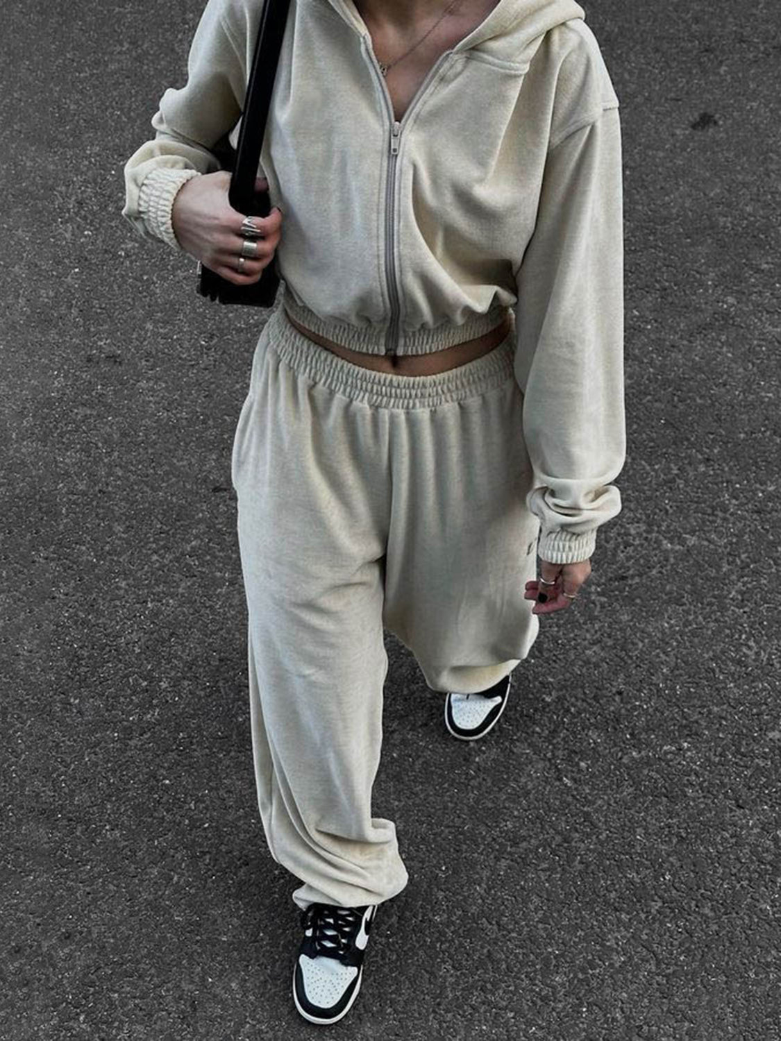 Zip Up Hoodie and Pocketed Pants Set – Charming Charlie