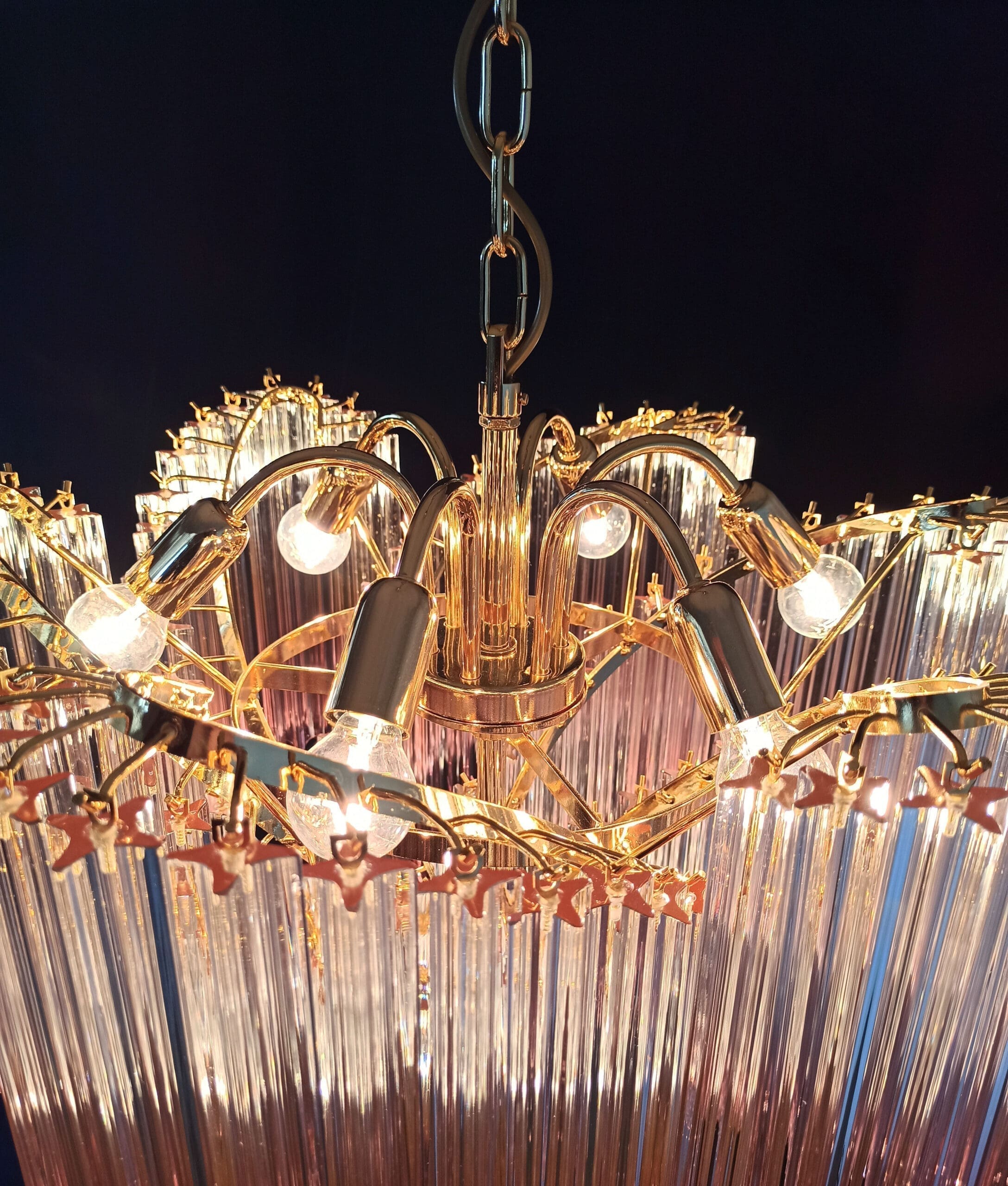 Murano Chandelier - Viennetta -114 prisms - Pink - Cherry Vintage