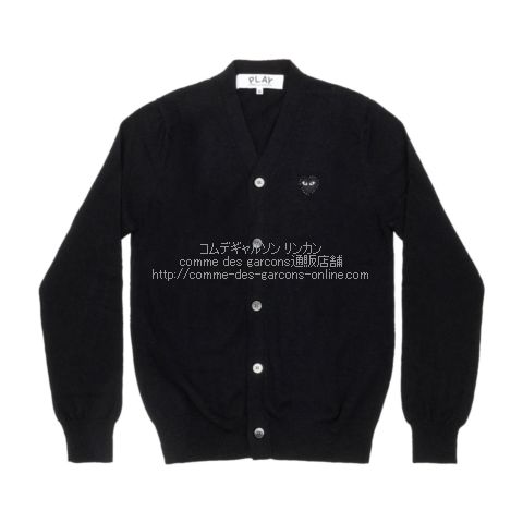 プレイ コムデギャルソン 黒ハート×ラインストーン Vネック